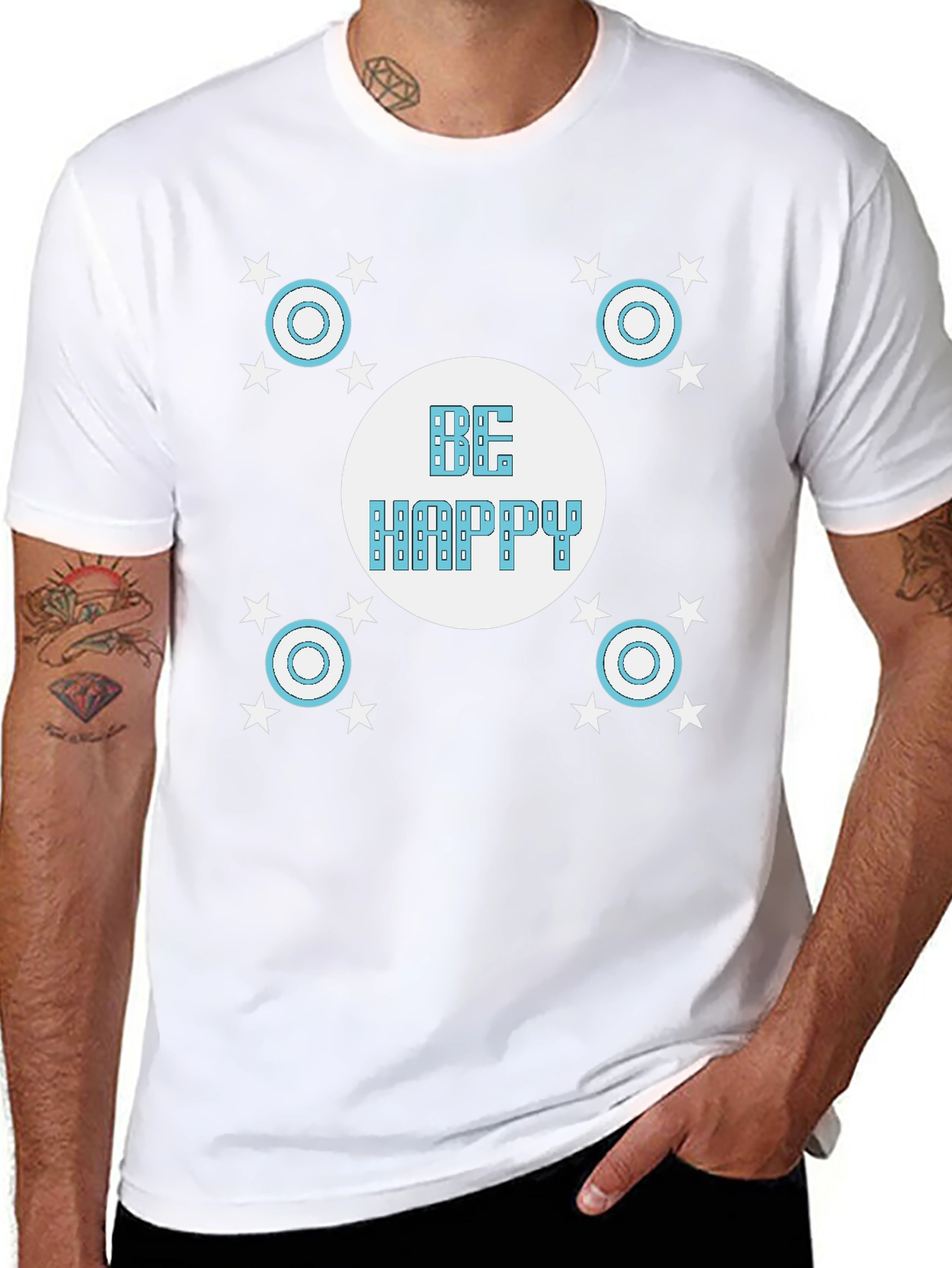 Be Happy Black Graphic T-Shirt
