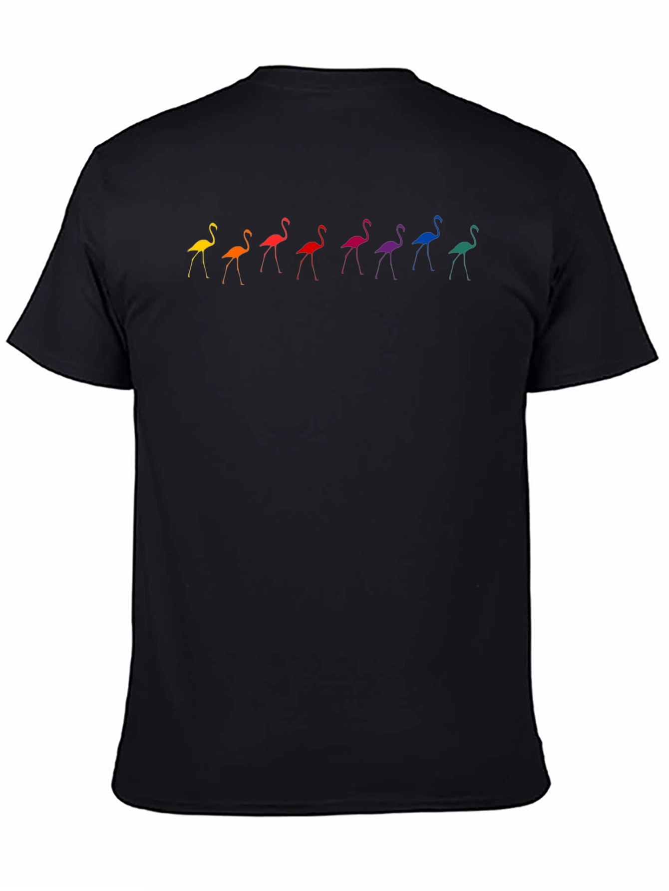 Rainbow Flamingo Graphic Tee - Stylish Black T-Shirt