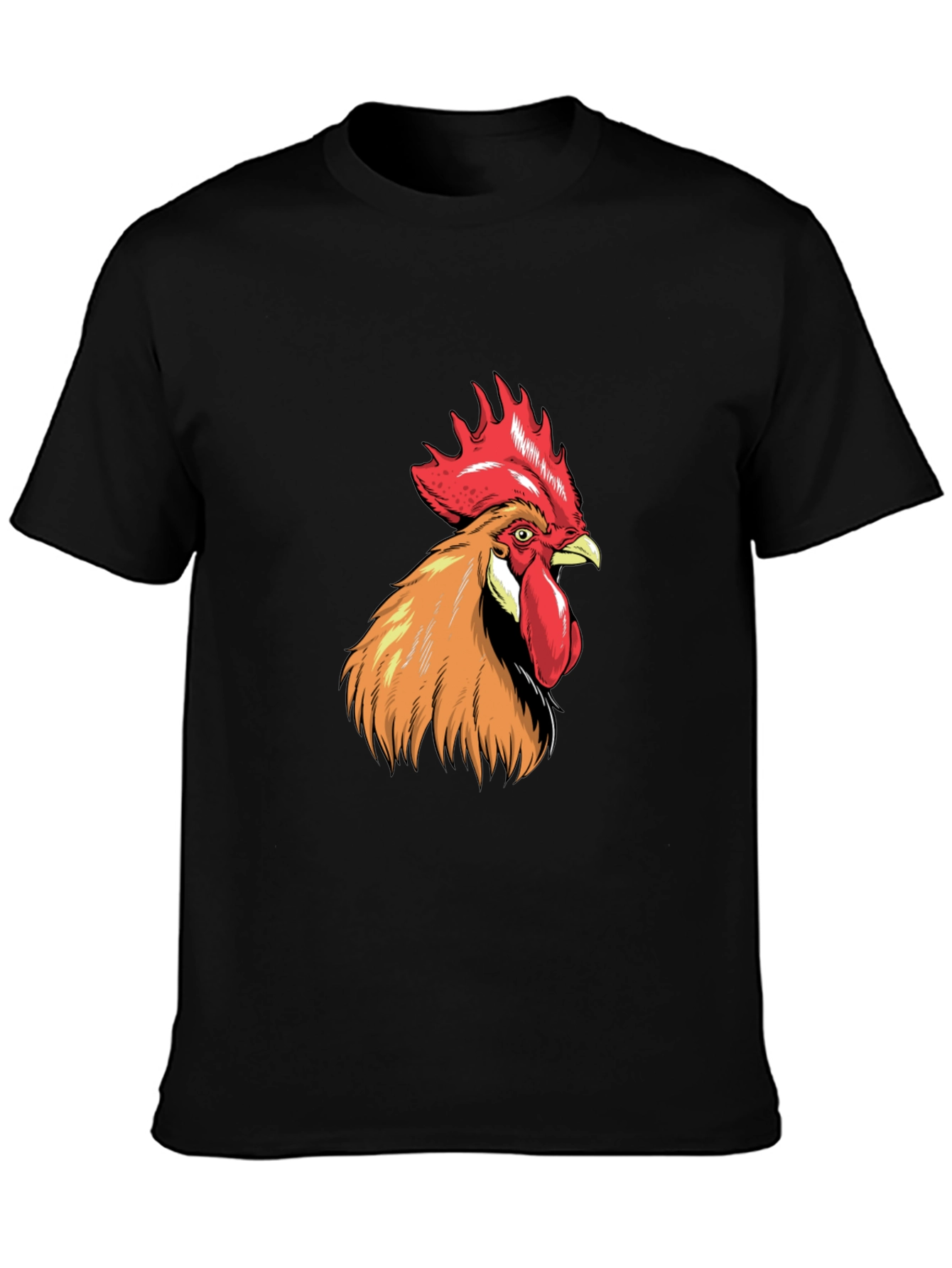 Rooster Graphic Tee - Bold Black Cotton T-Shirt