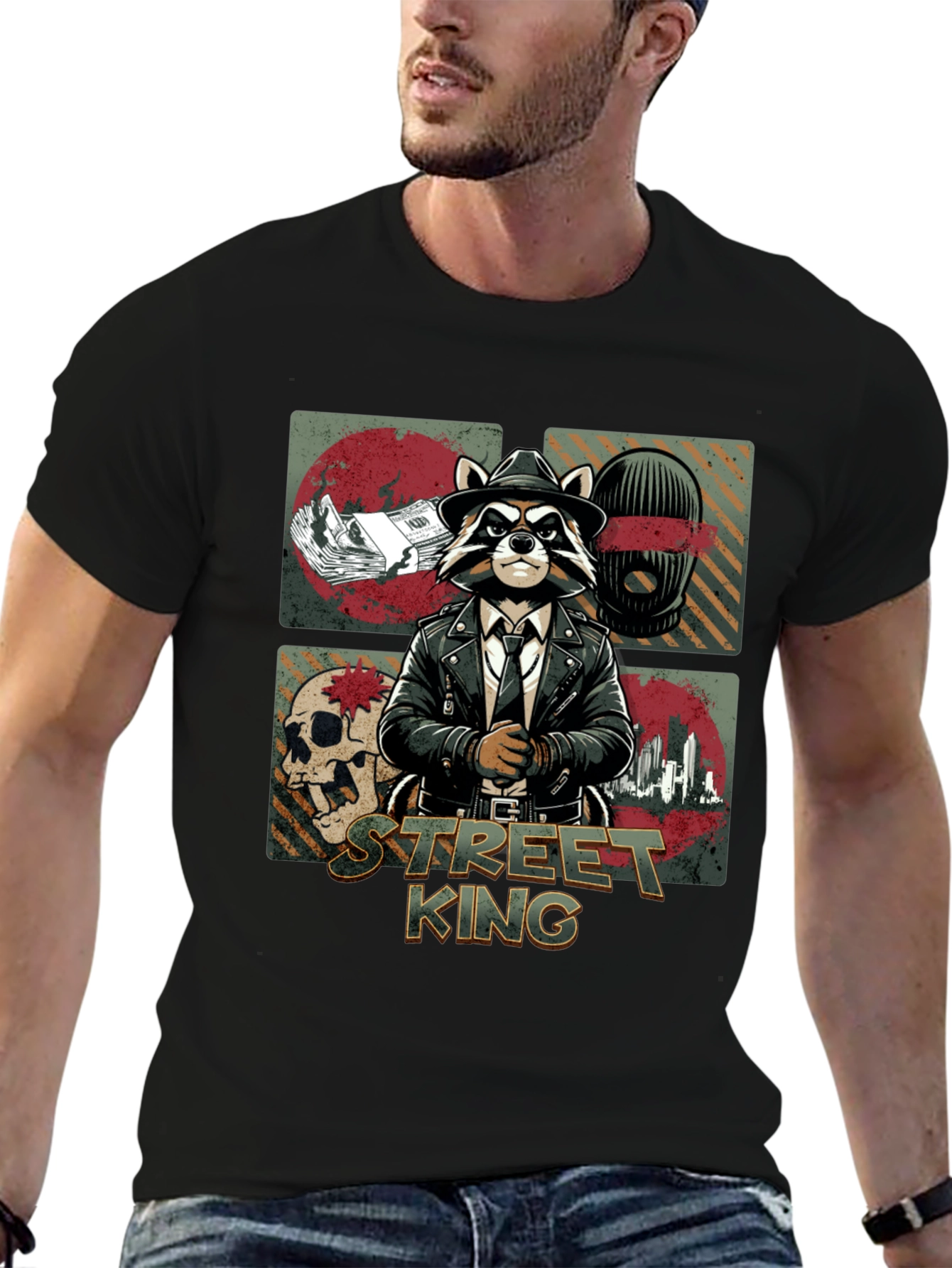 Street King Raccoon Graphic T-Shirt