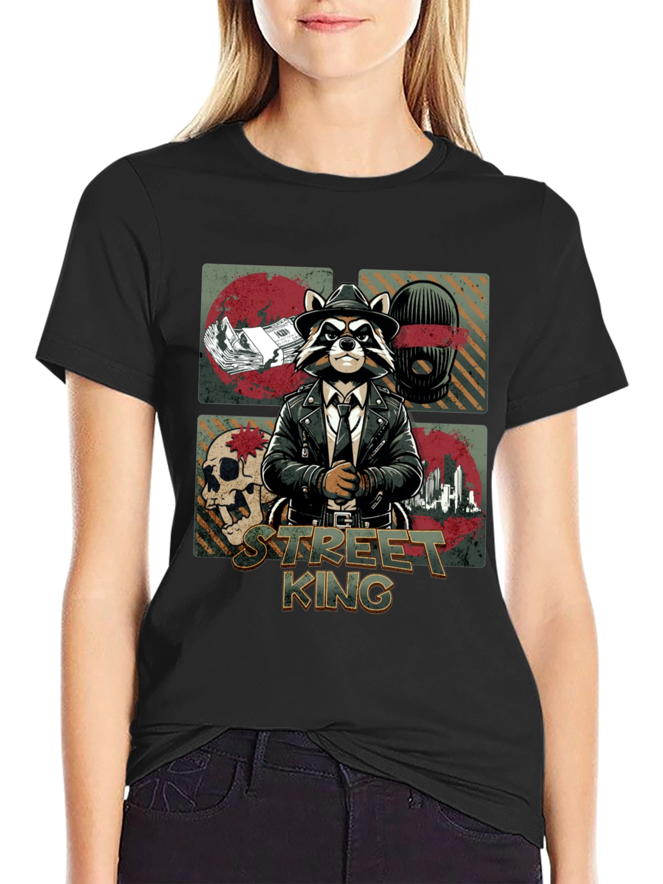 Street King Raccoon Graphic T-Shirt