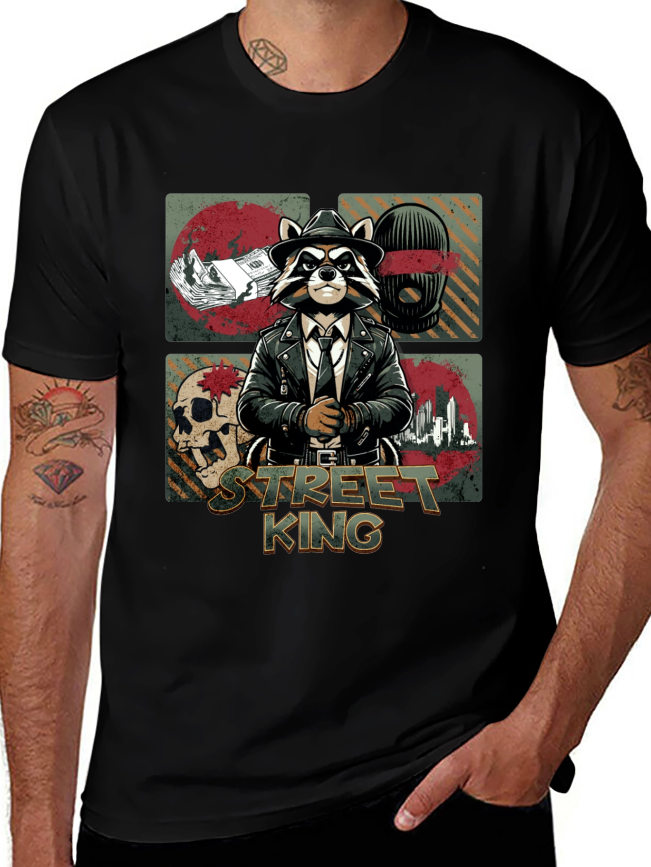 Street King Raccoon Graphic T-Shirt