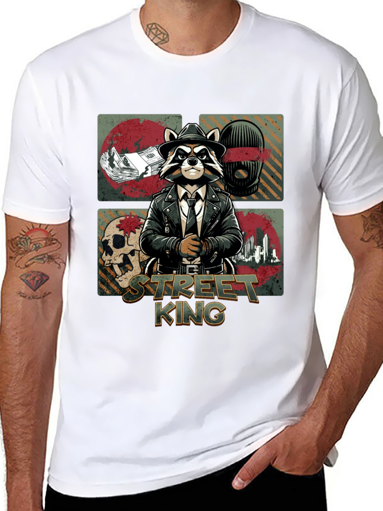 Street King Raccoon Graphic T-Shirt