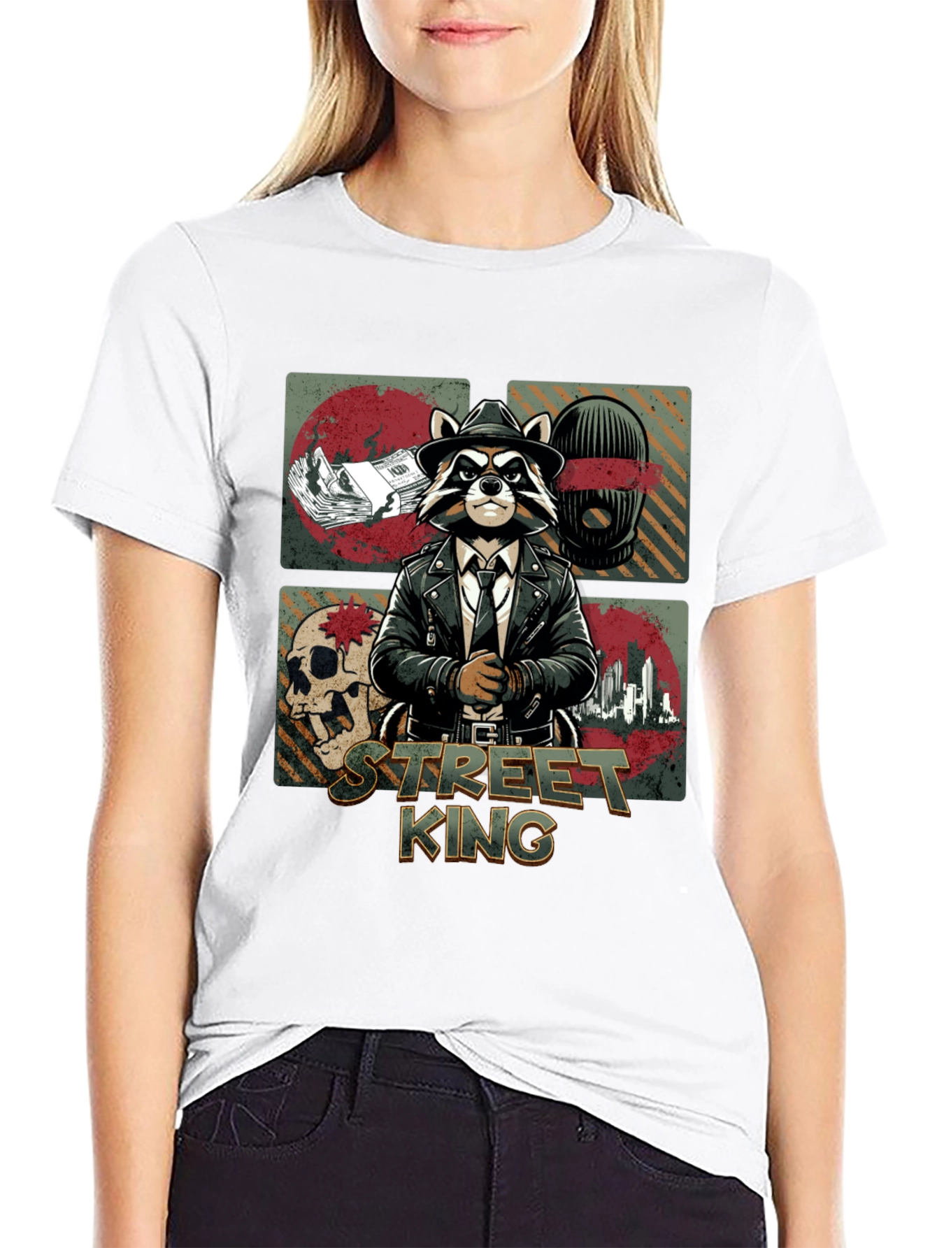Street King Raccoon Graphic T-Shirt