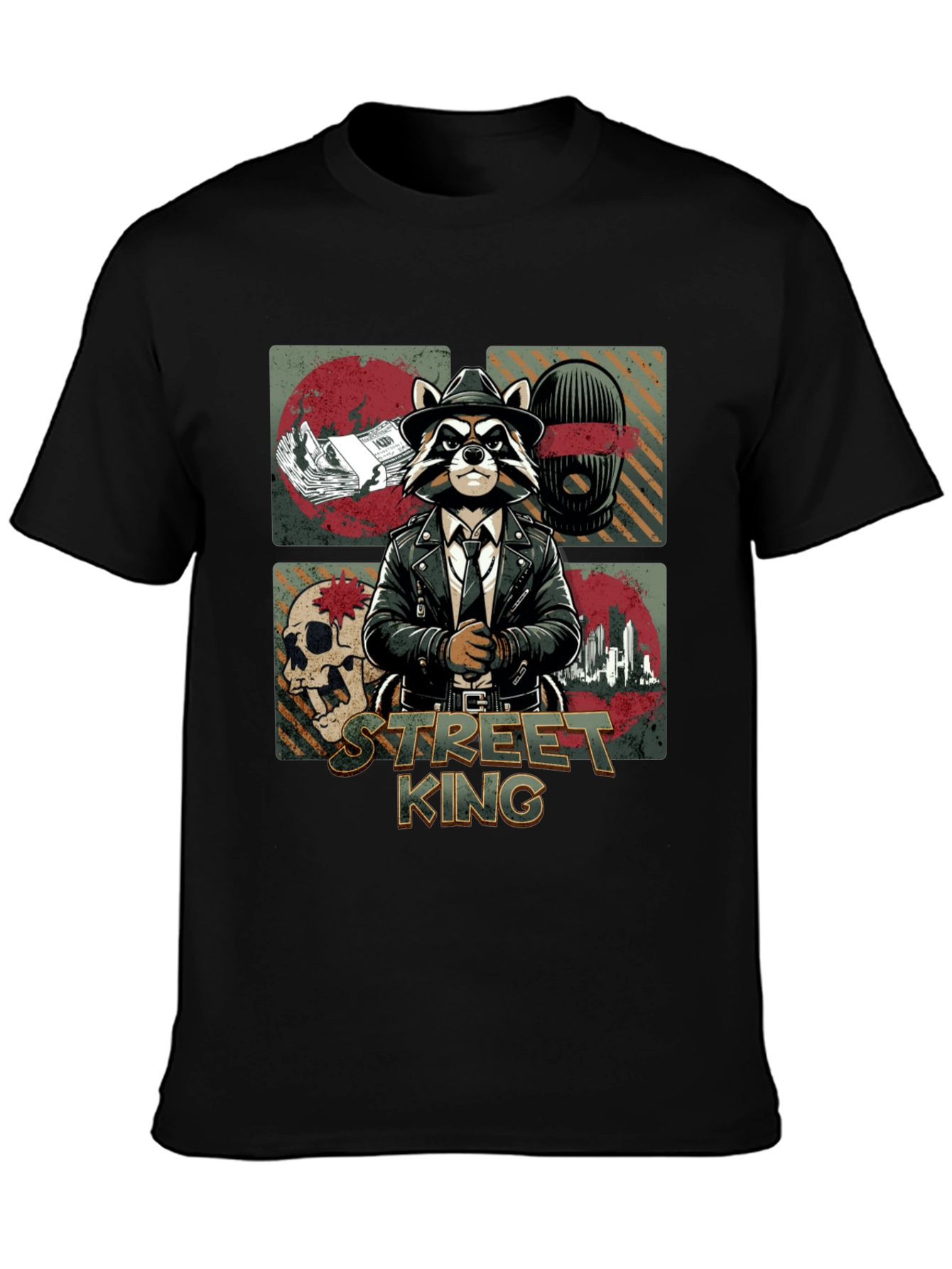 Street King Raccoon Graphic T-Shirt