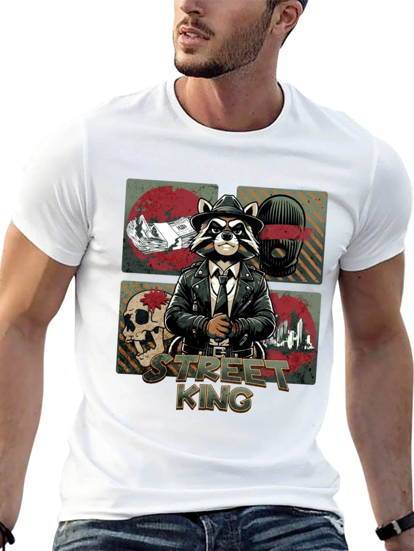 Street King Raccoon Graphic T-Shirt