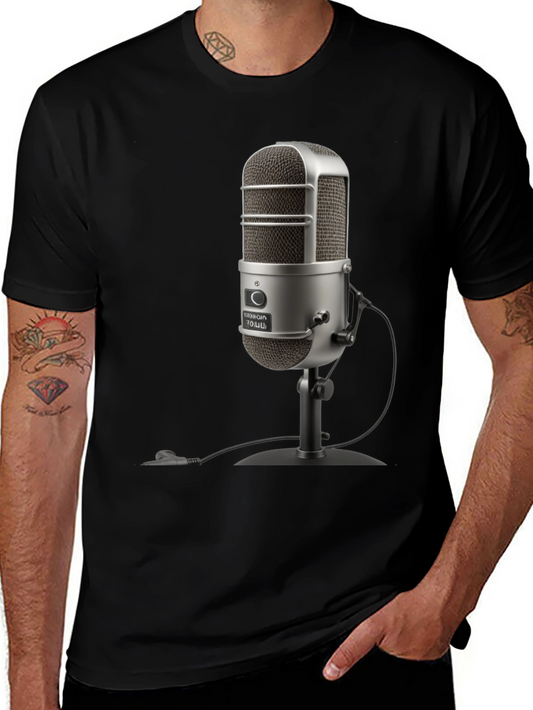 Vintage Microphone Black T-Shirt