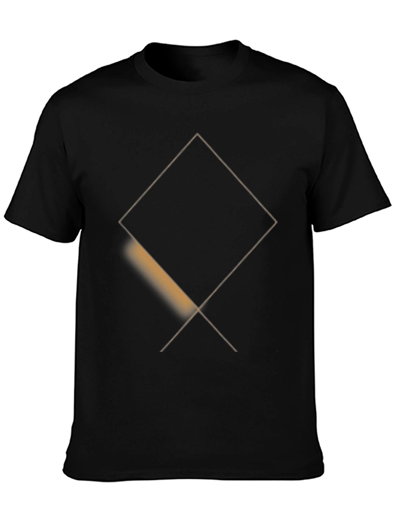 Mens Black T-Shirt with Geometric Square Design