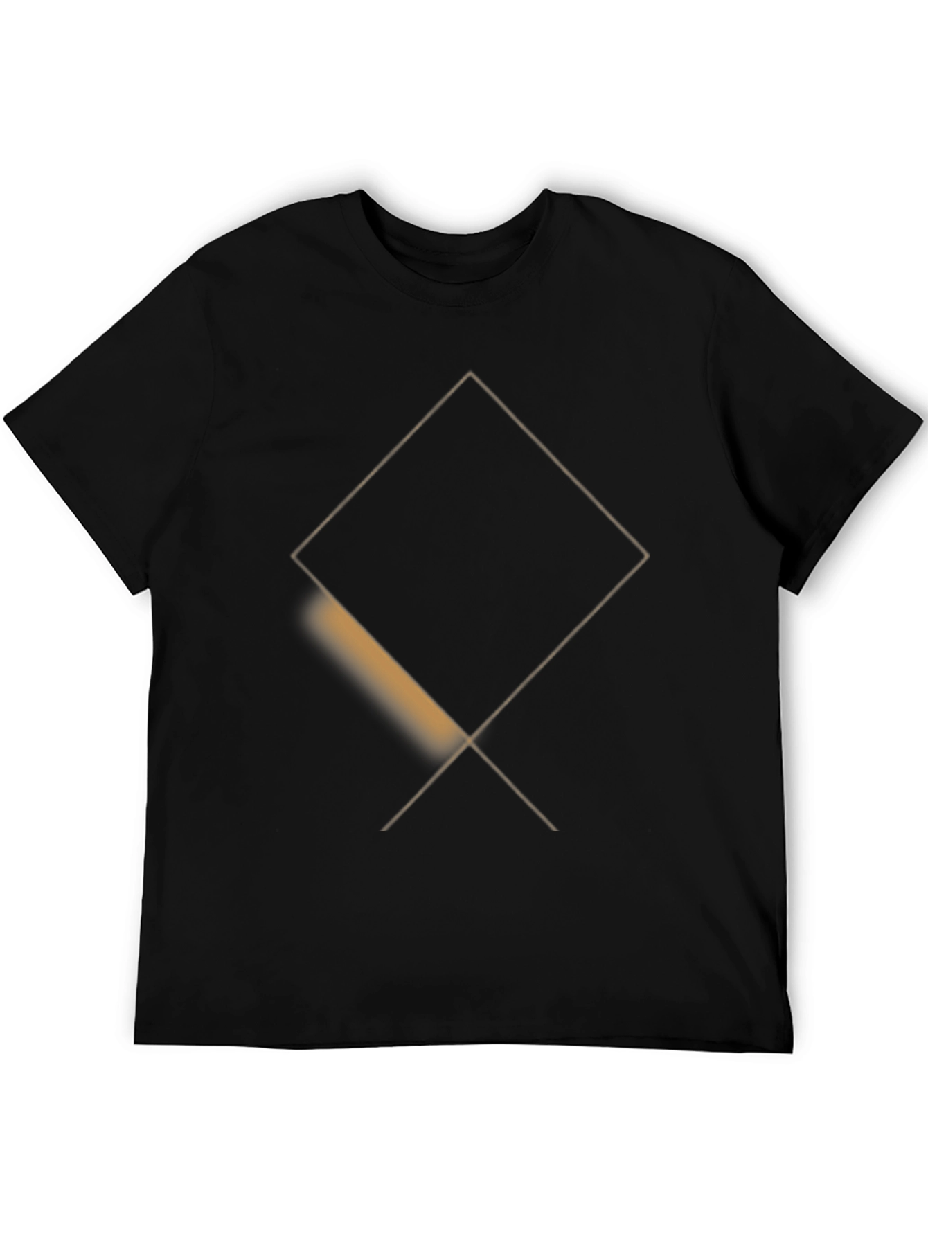 Mens Black T-Shirt with Geometric Square Design