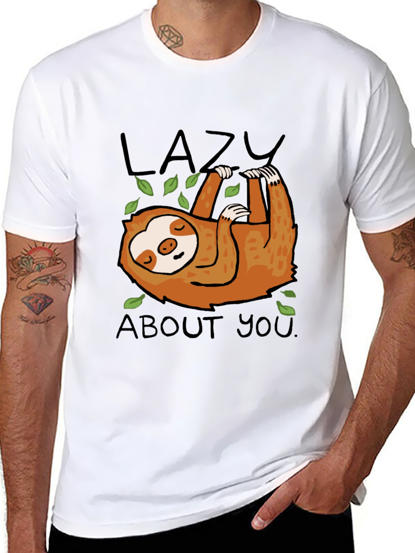 Lazy Sloth Graphic Tee - Mens Black T-Shirt
