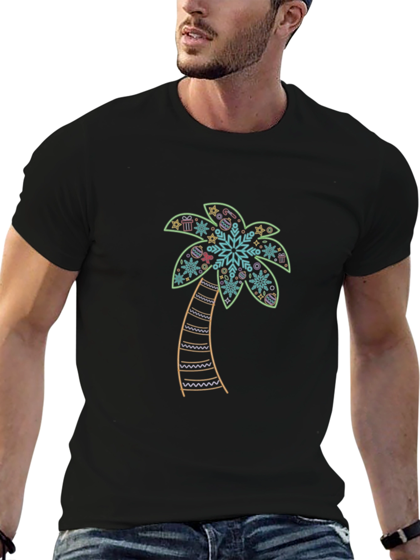 Festive Palm Tree Graphic Tee