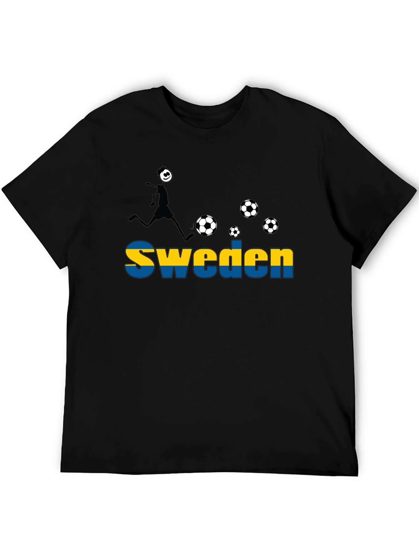 Sweden Soccer T-Shirt - Black Graphic Tee