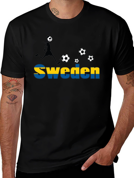 Sweden Soccer T-Shirt - Black Graphic Tee