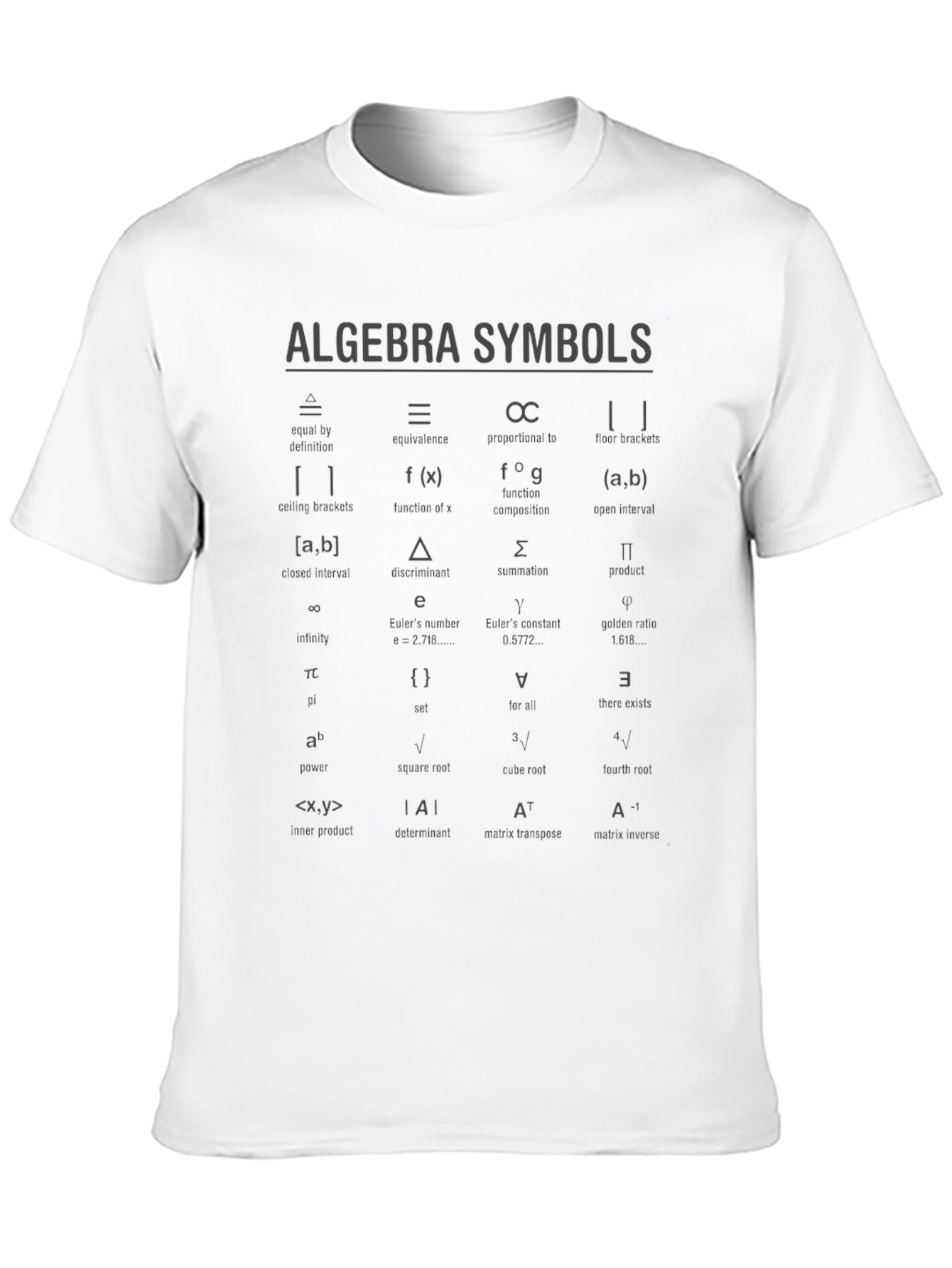Algebra Symbols Graphic T-Shirt - Math Geek Tee