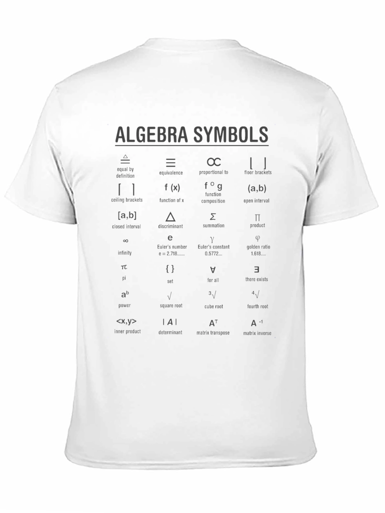 Algebra Symbols Graphic T-Shirt - Math Geek Tee