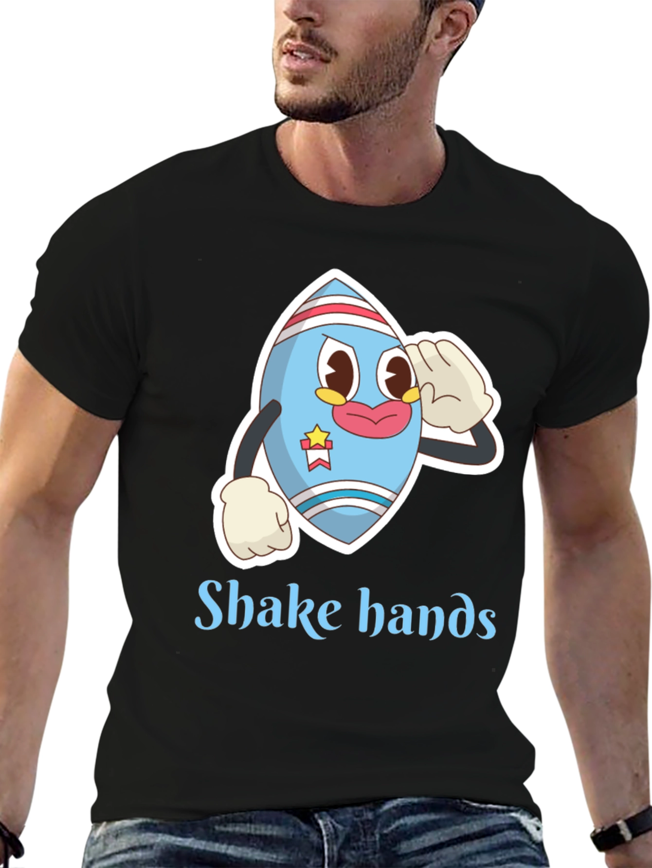 Cartoon Character Tee - Shake Hands Design