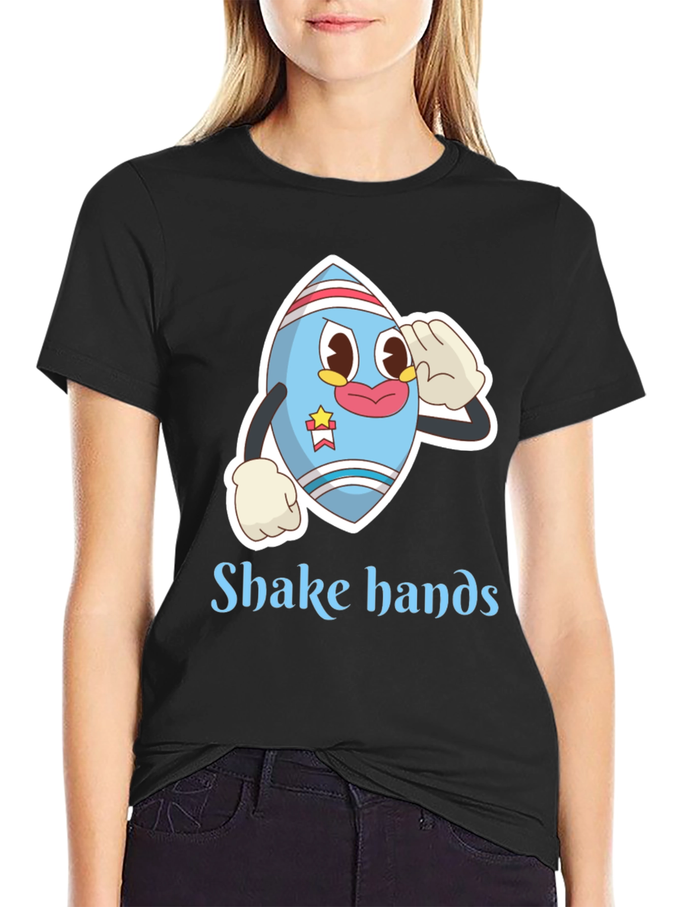 Cartoon Character Tee - Shake Hands Design