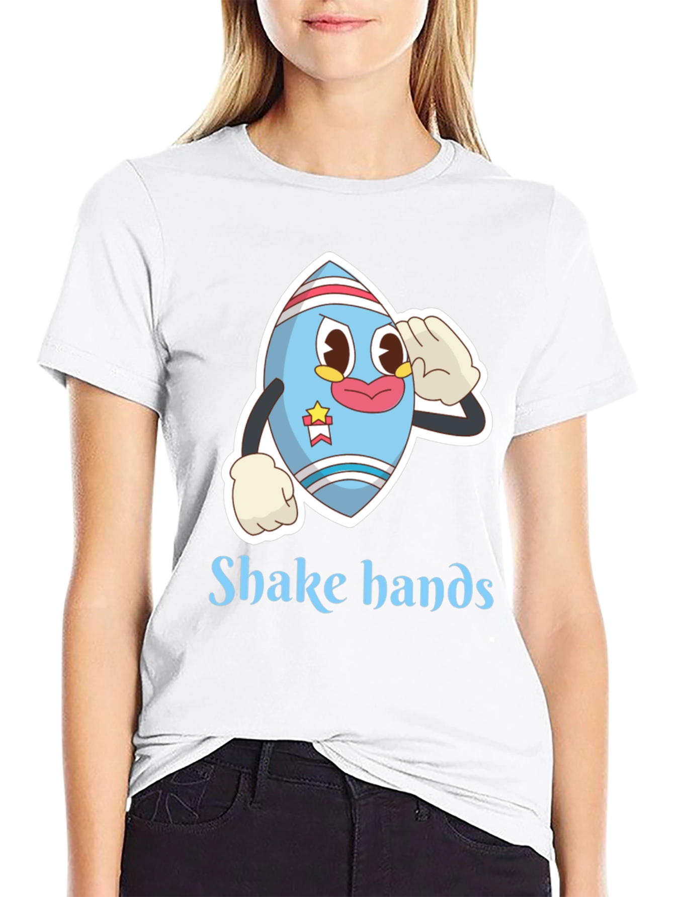Cartoon Character Tee - Shake Hands Design