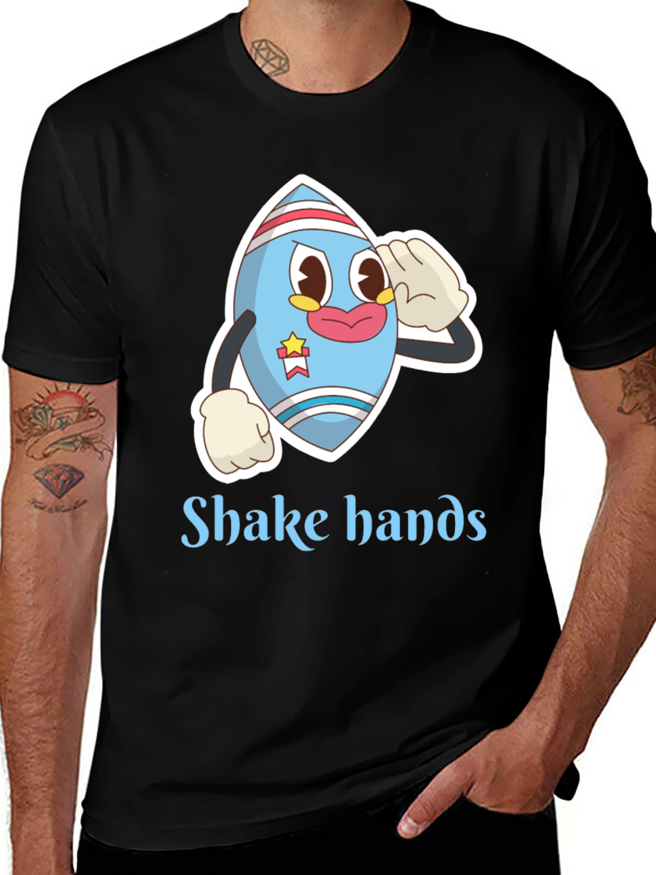 Cartoon Character Tee - Shake Hands Design
