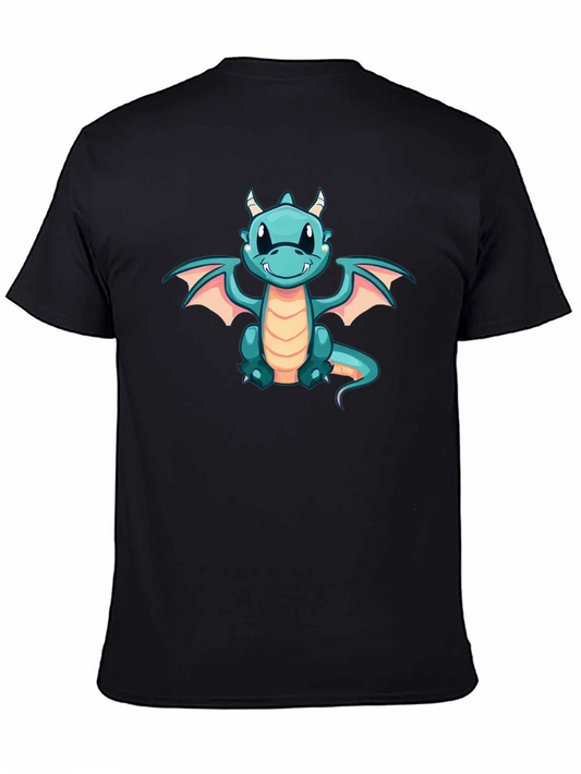 Cute Cartoon Dragon Black T-Shirt