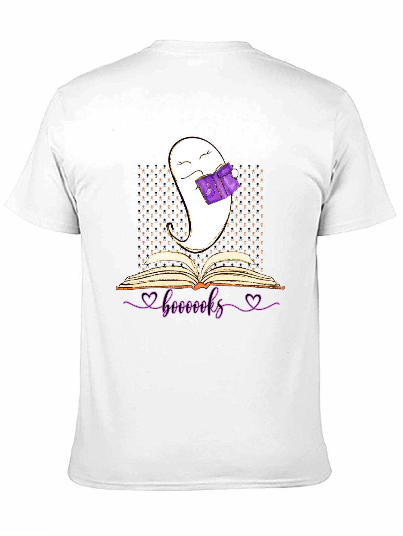 Booooks Ghost Reading T-Shirt Halloween Book Lover Tee