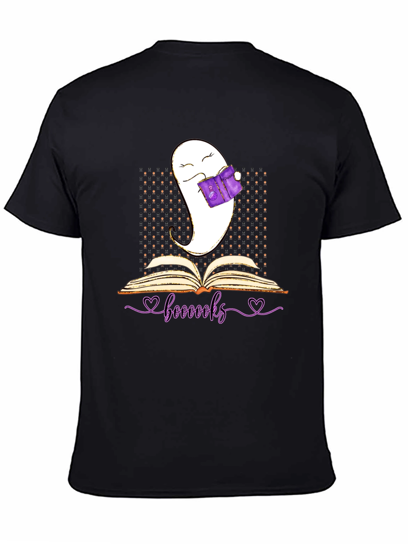 Booooks Ghost Reading T-Shirt Halloween Book Lover Tee