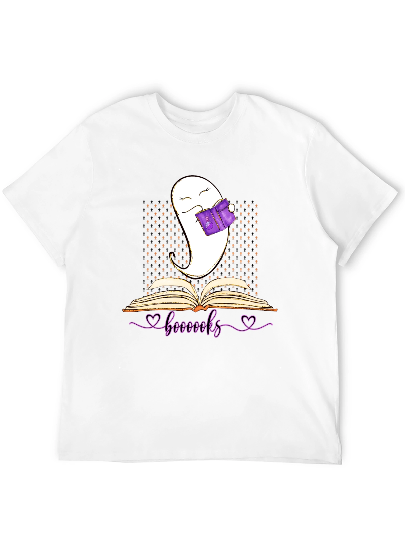 Booooks Ghost Reading T-Shirt Halloween Book Lover Tee