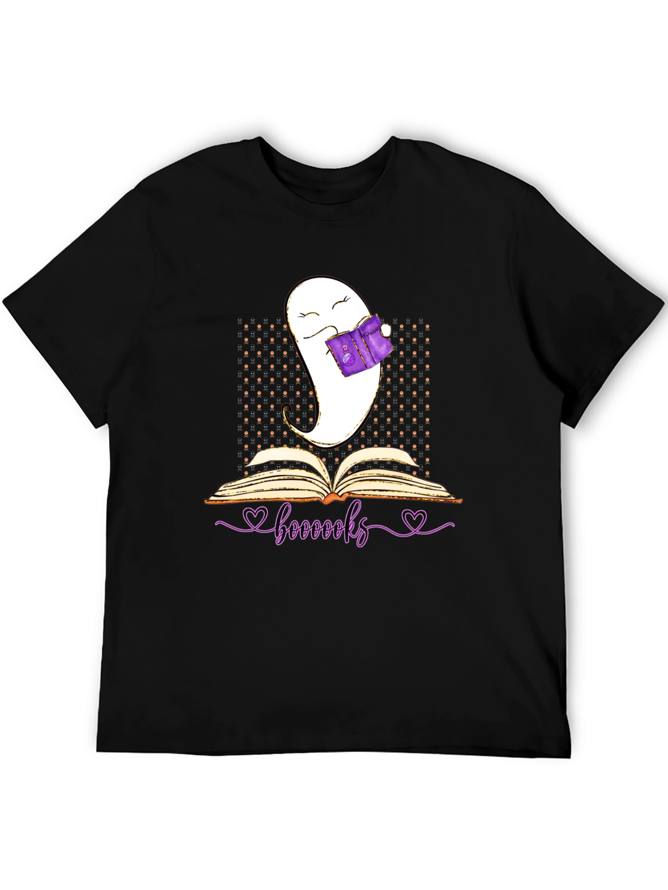 Booooks Ghost Reading T-Shirt Halloween Book Lover Tee