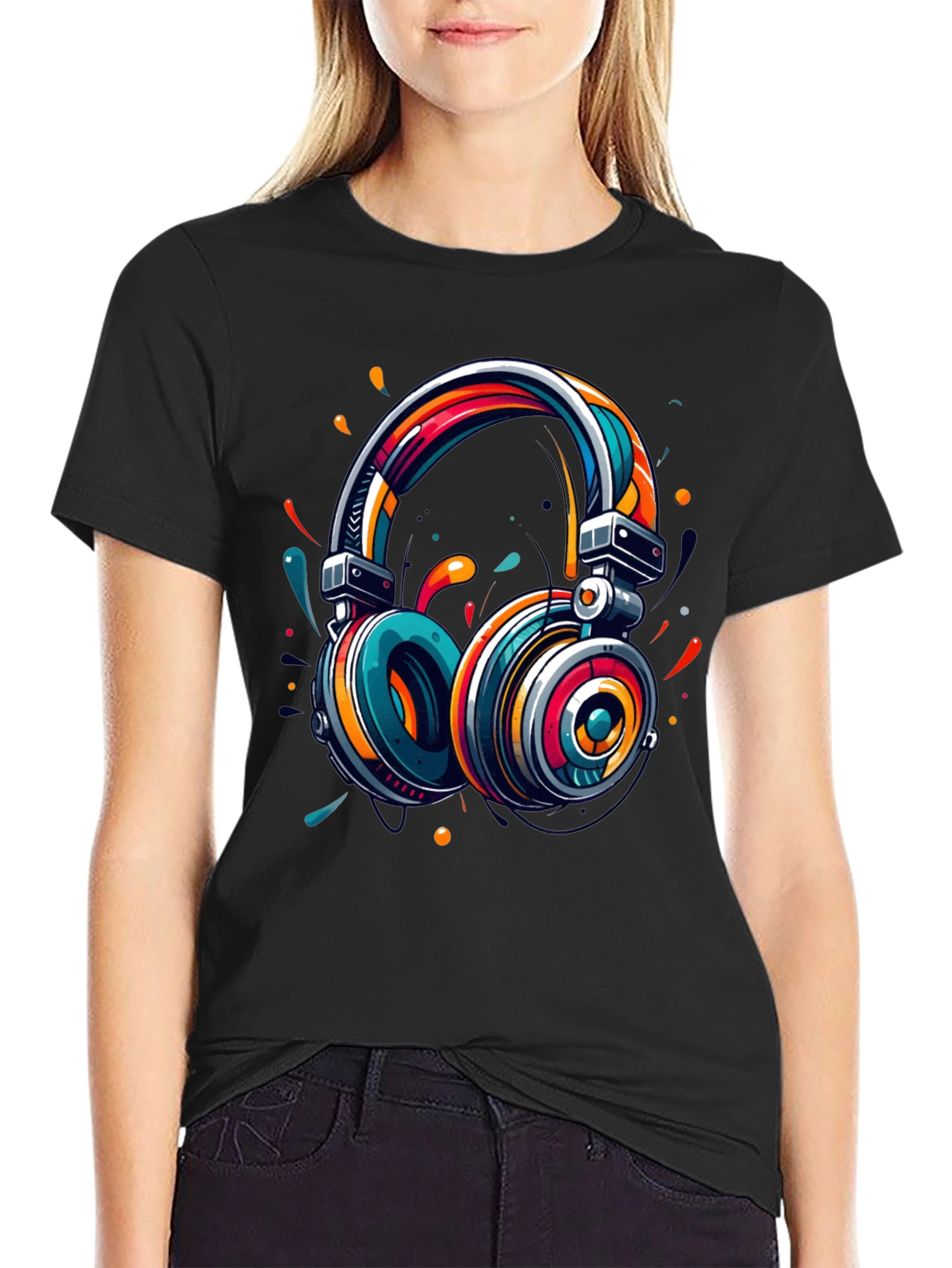 Vibrant Headphones Graphic T-Shirt