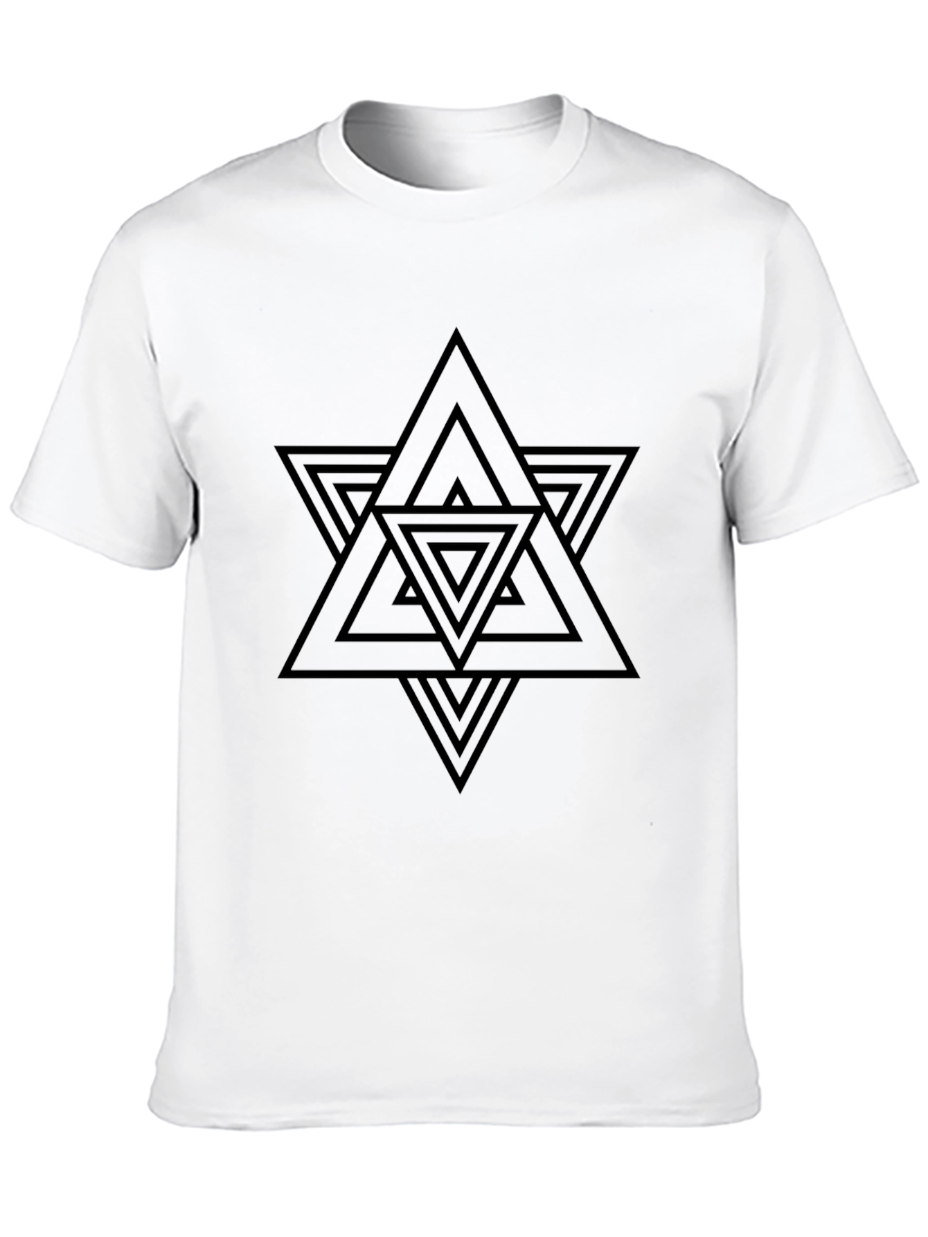 Geometric Triangle Star Graphic Black T-Shirt