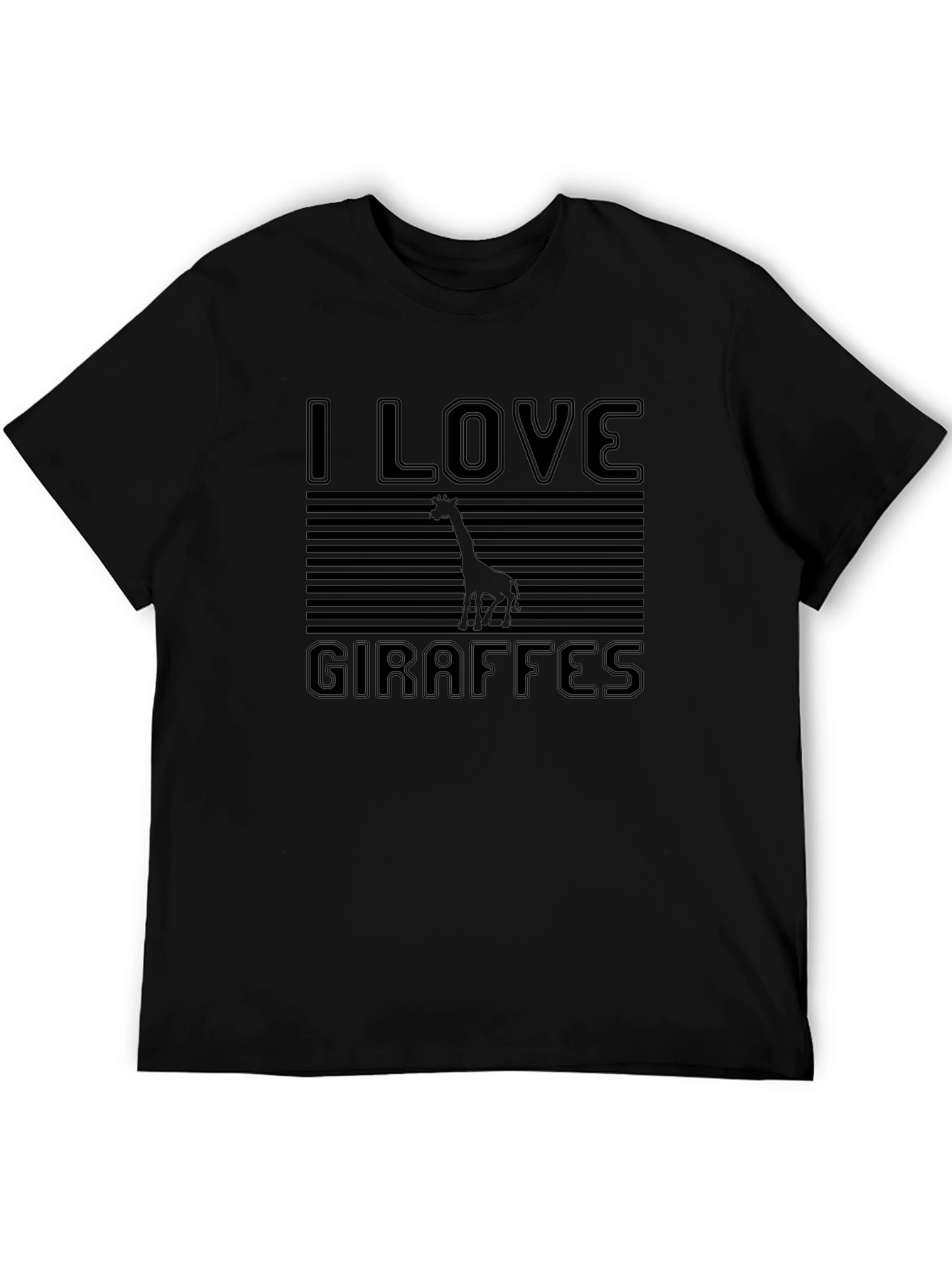 I Love Giraffes Black T-Shirt