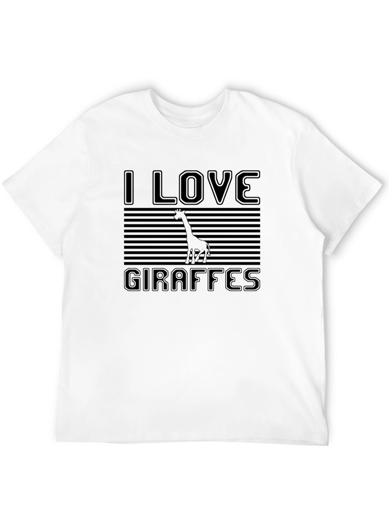 I Love Giraffes Black T-Shirt