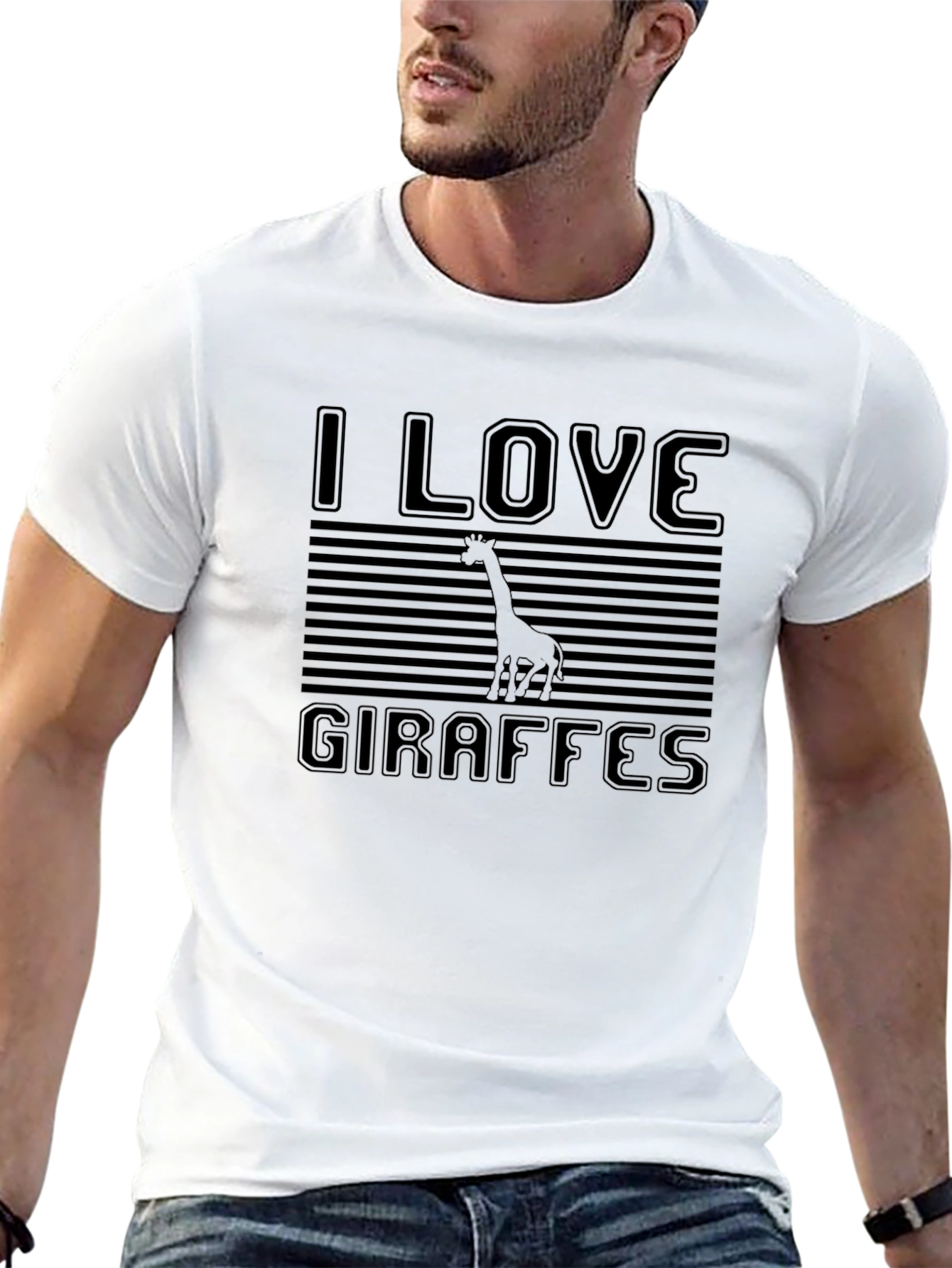I Love Giraffes Black T-Shirt