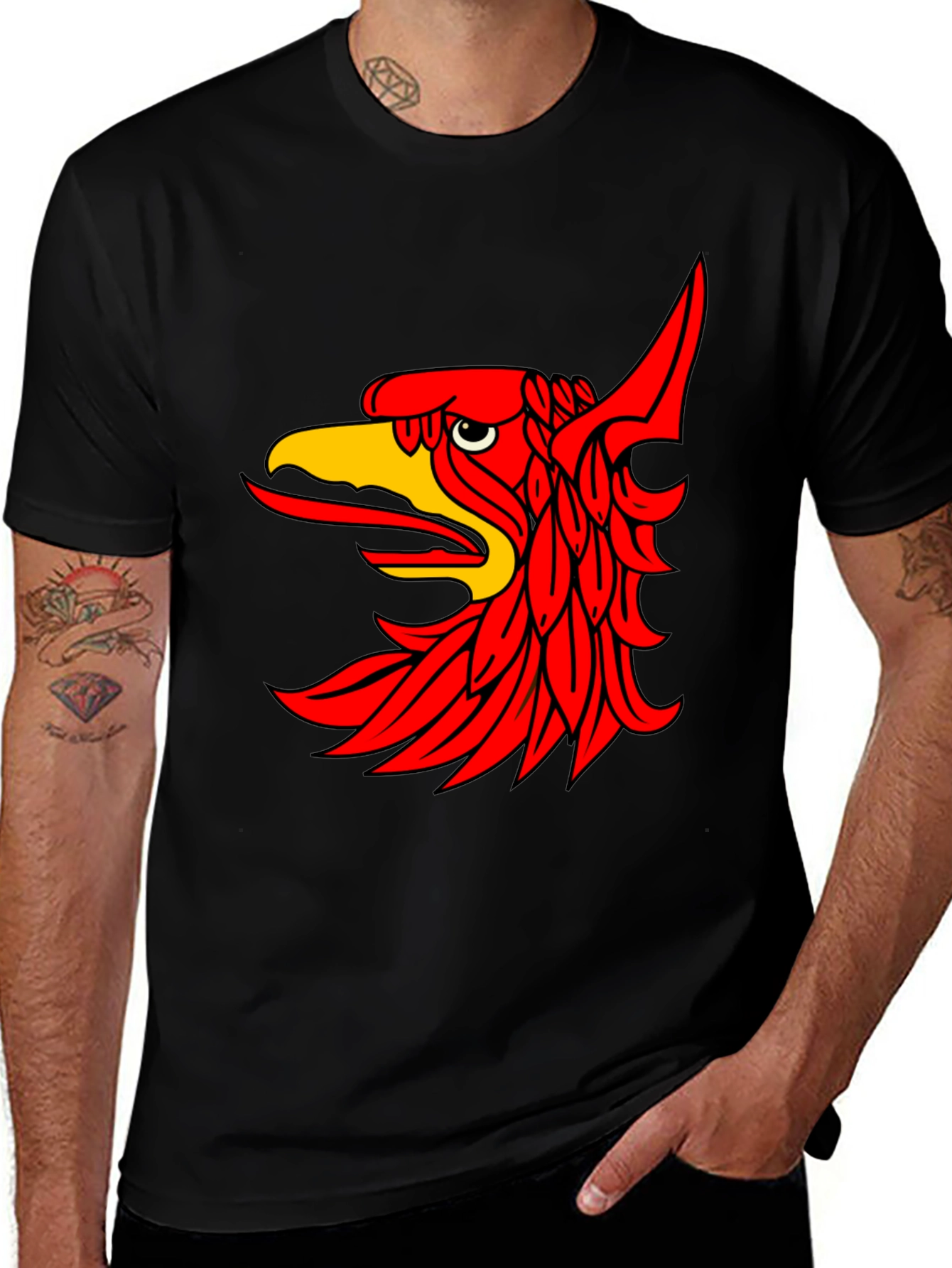 Black T-Shirt with Red Griffin Graphic