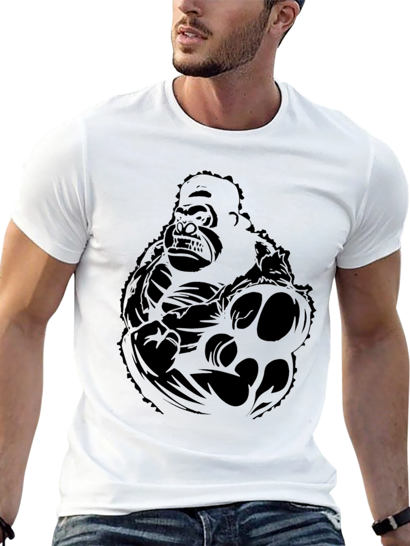 Graphic Gorilla Tee - Black Cotton T-Shirt