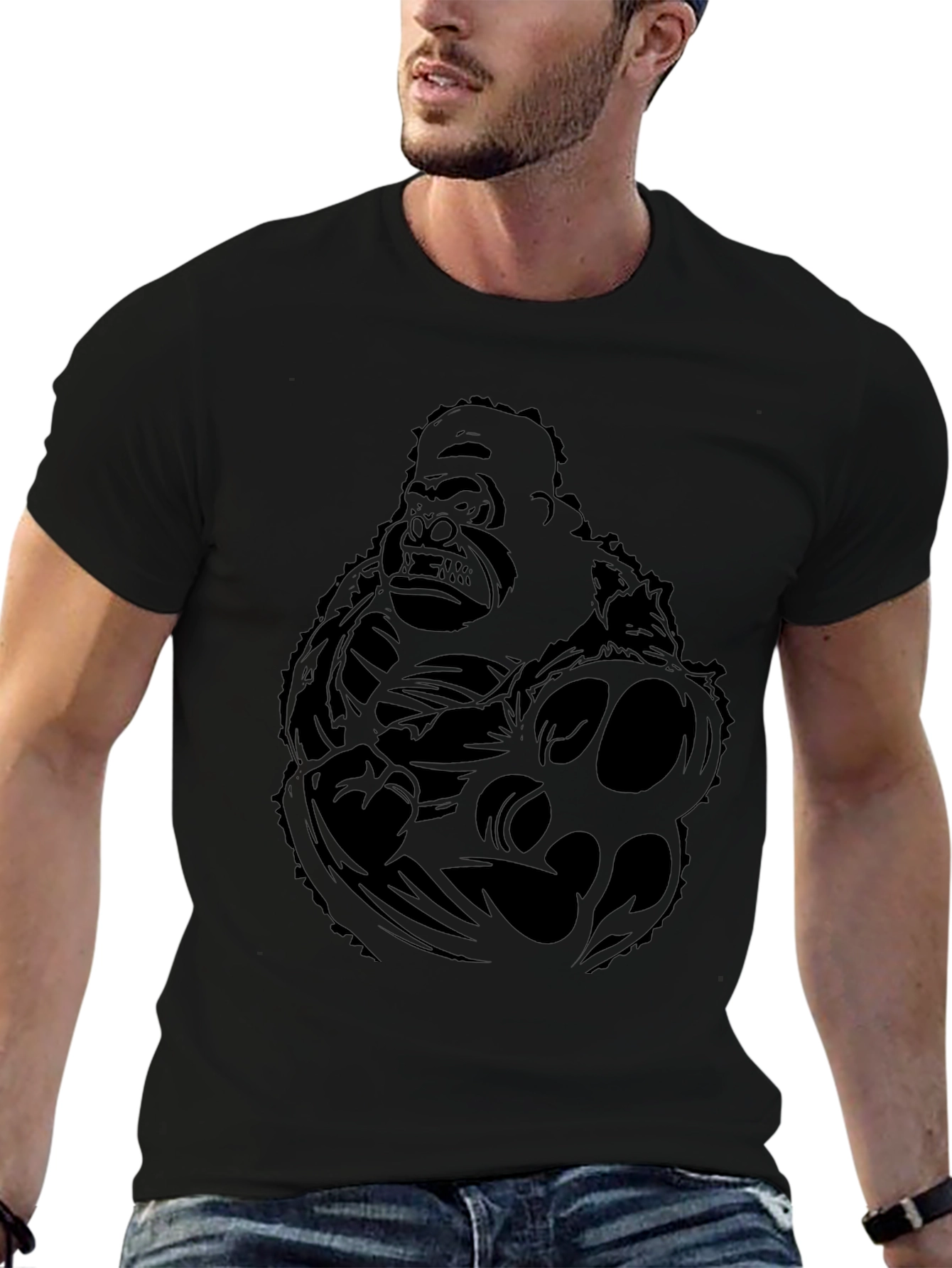 Graphic Gorilla Tee - Black Cotton T-Shirt