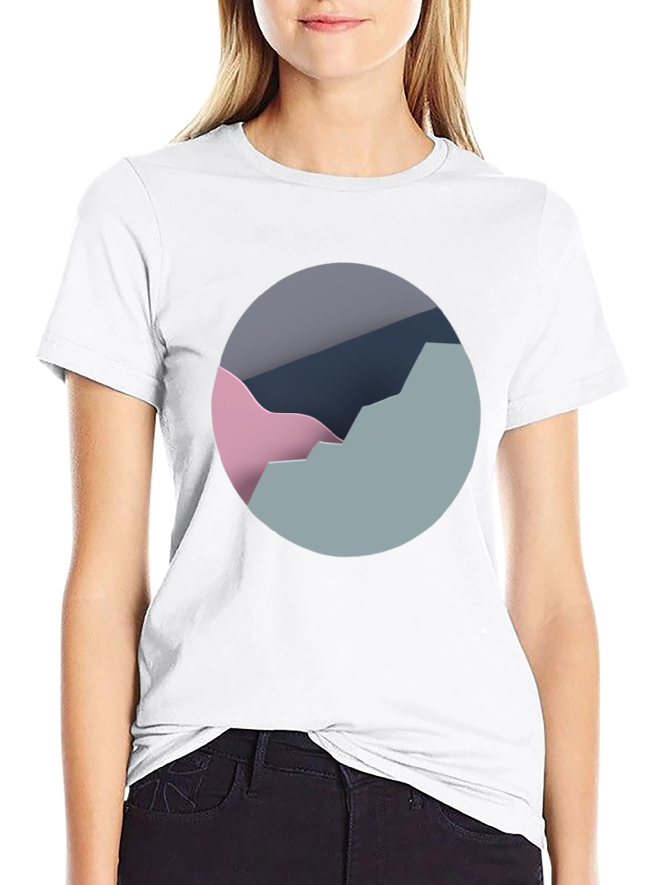 Abstract Mountain Graphic Tee - Modern Black T-Shirt