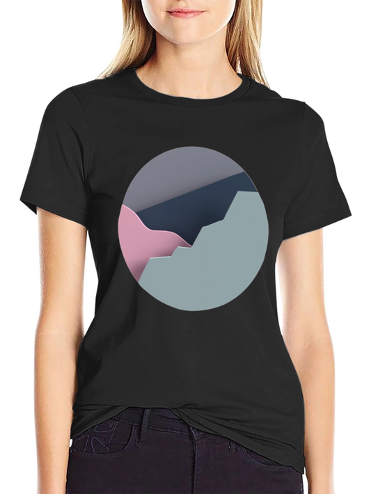 Abstract Mountain Graphic Tee - Modern Black T-Shirt