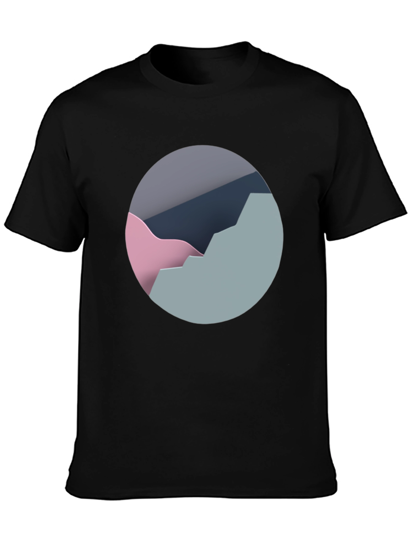 Abstract Mountain Graphic Tee - Modern Black T-Shirt