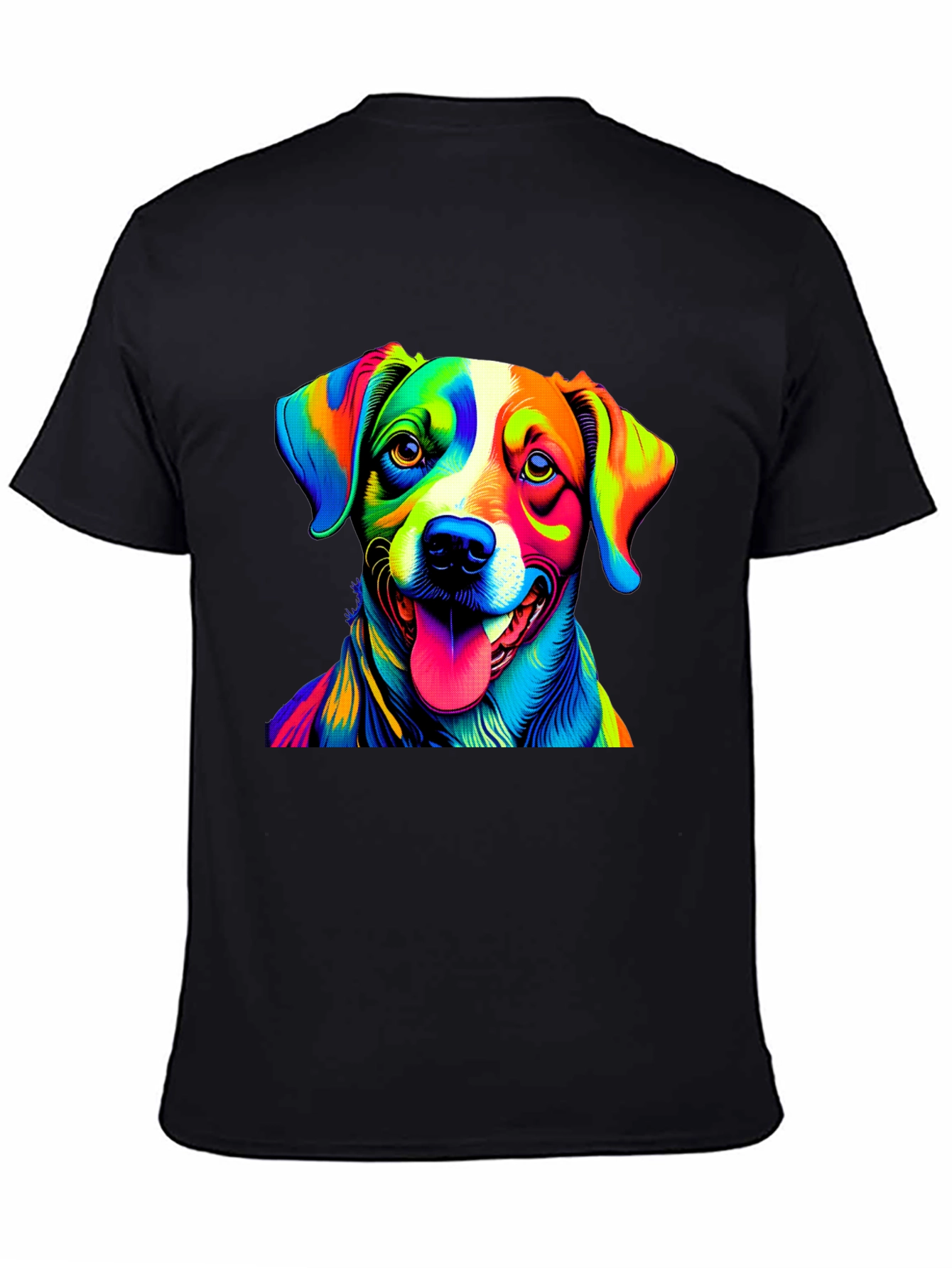 Dog Pop Art Graphic Tee - Mens Black T-Shirt