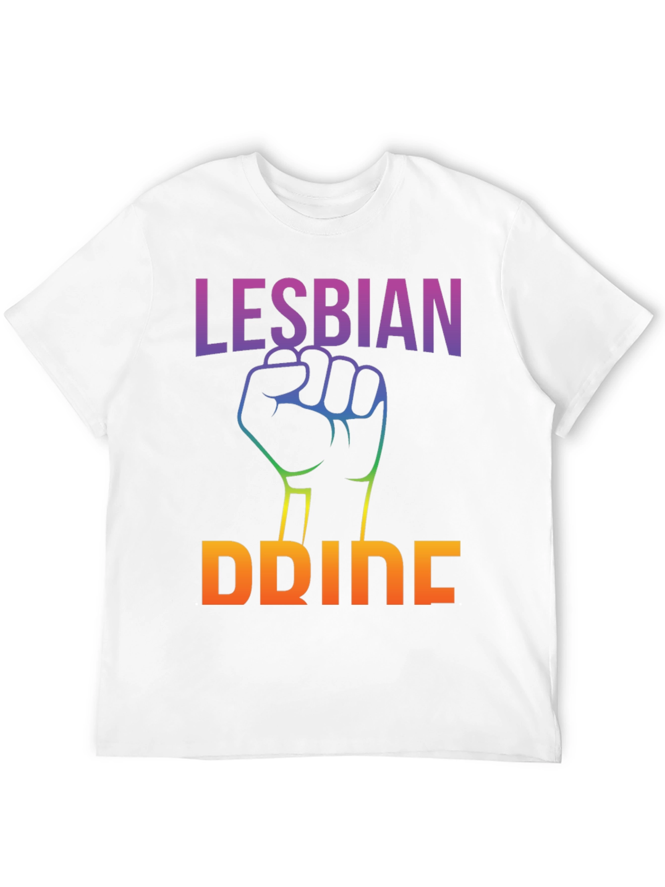 Lesbian Pride Black T-Shirt Rainbow Fist
