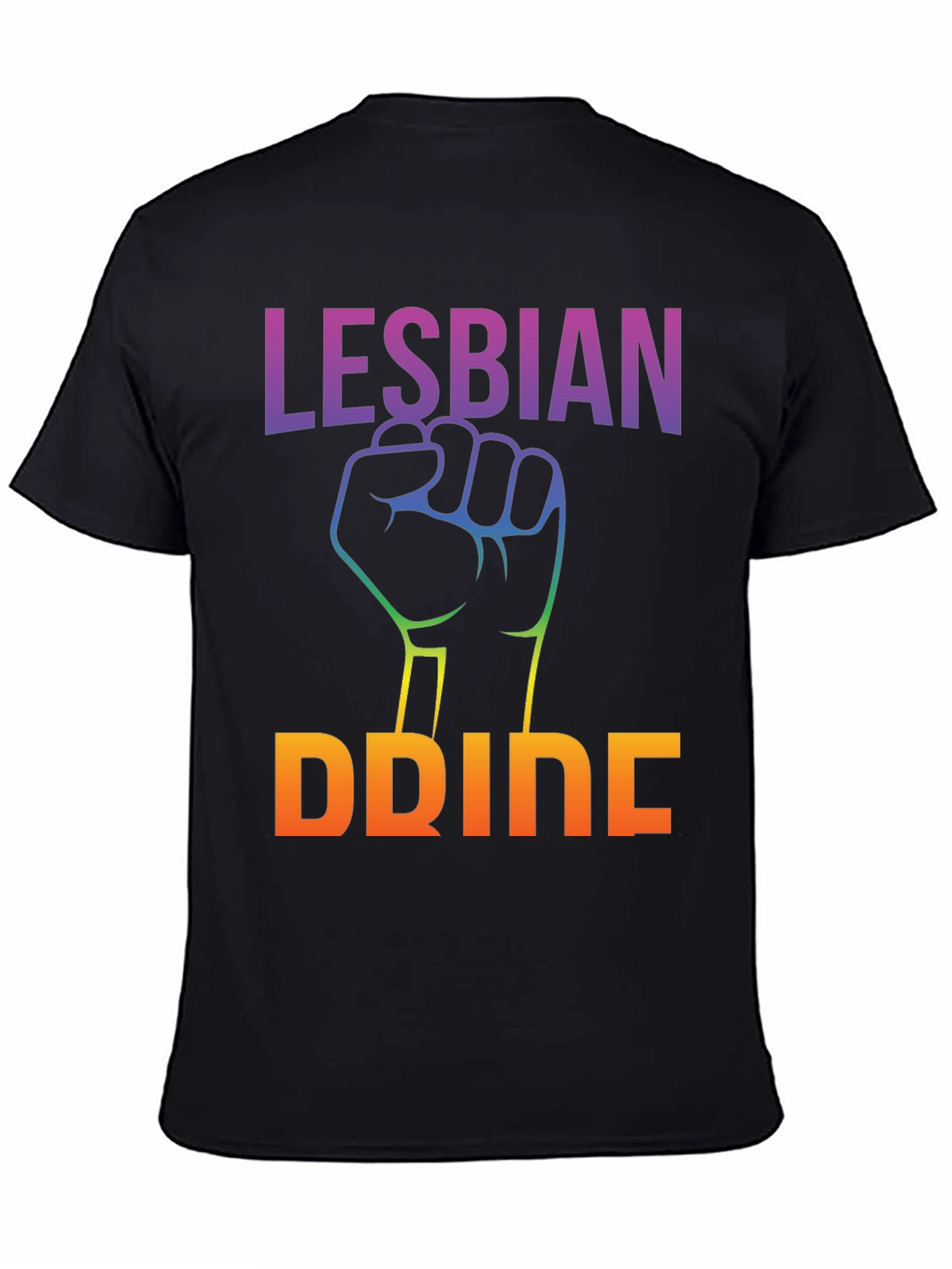 Lesbian Pride Black T-Shirt Rainbow Fist