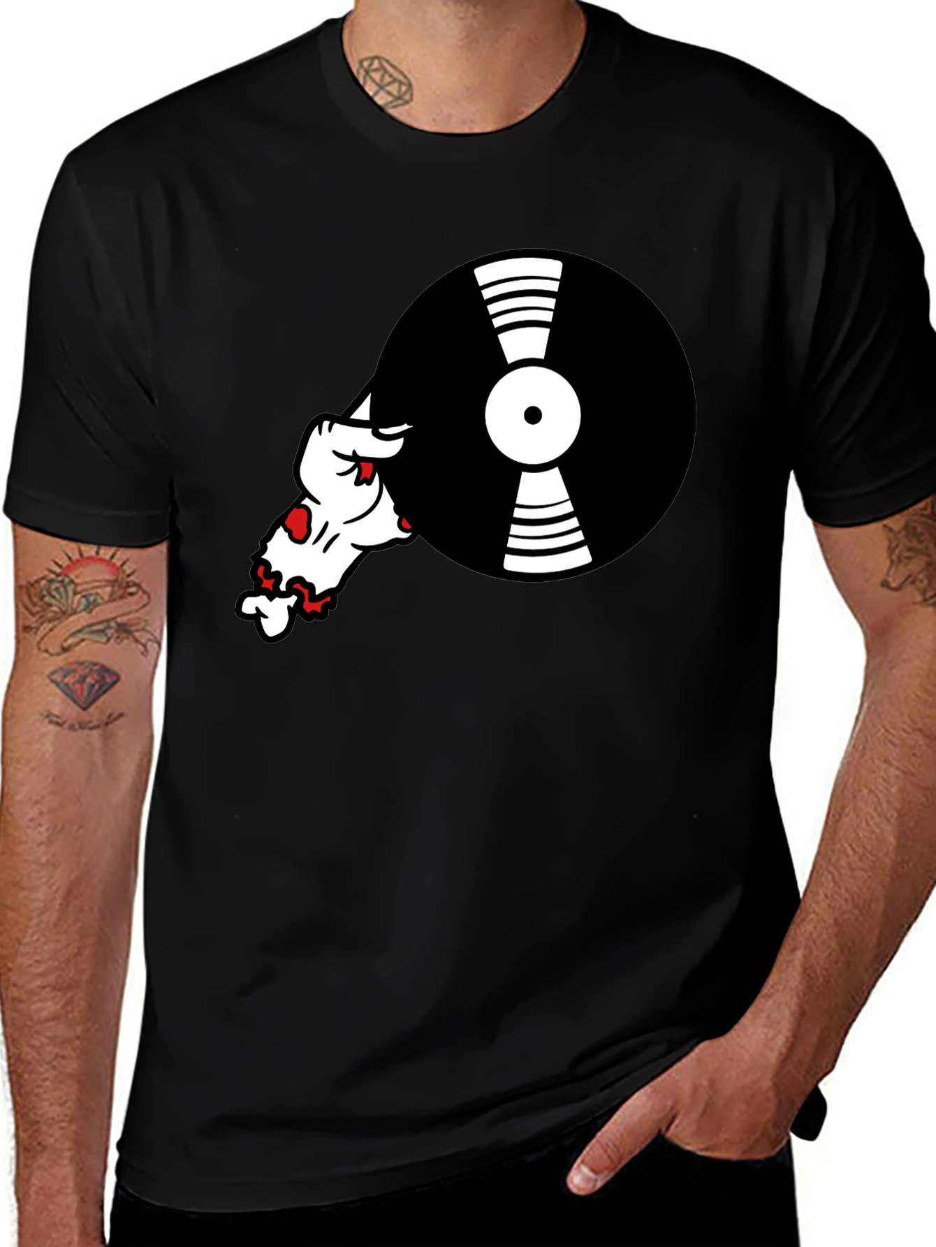 Cool DJ Dog Black T-Shirt