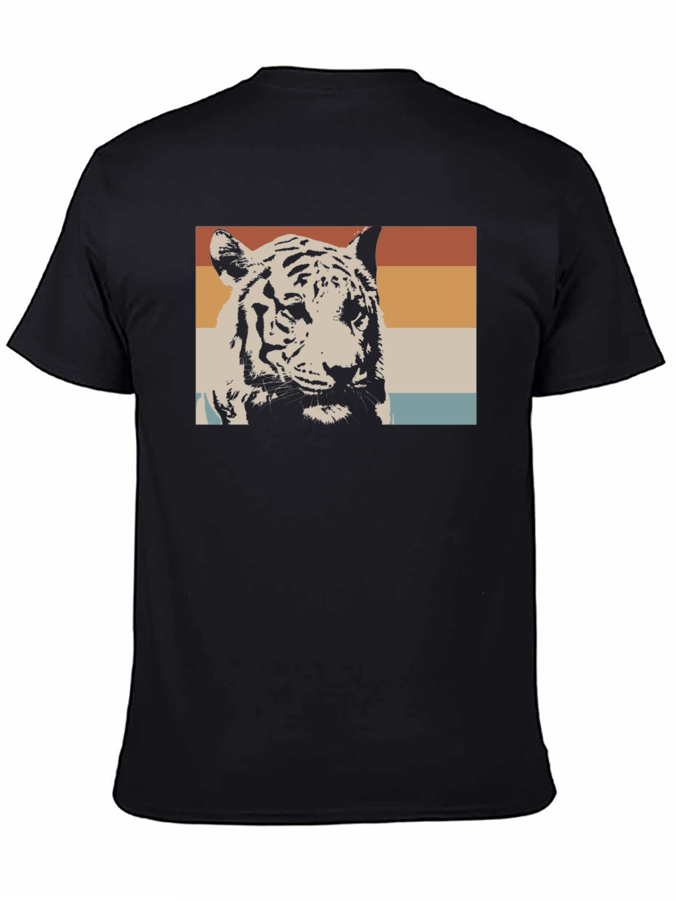 Retro Tiger Graphic Tee - Black Cotton T-Shirt