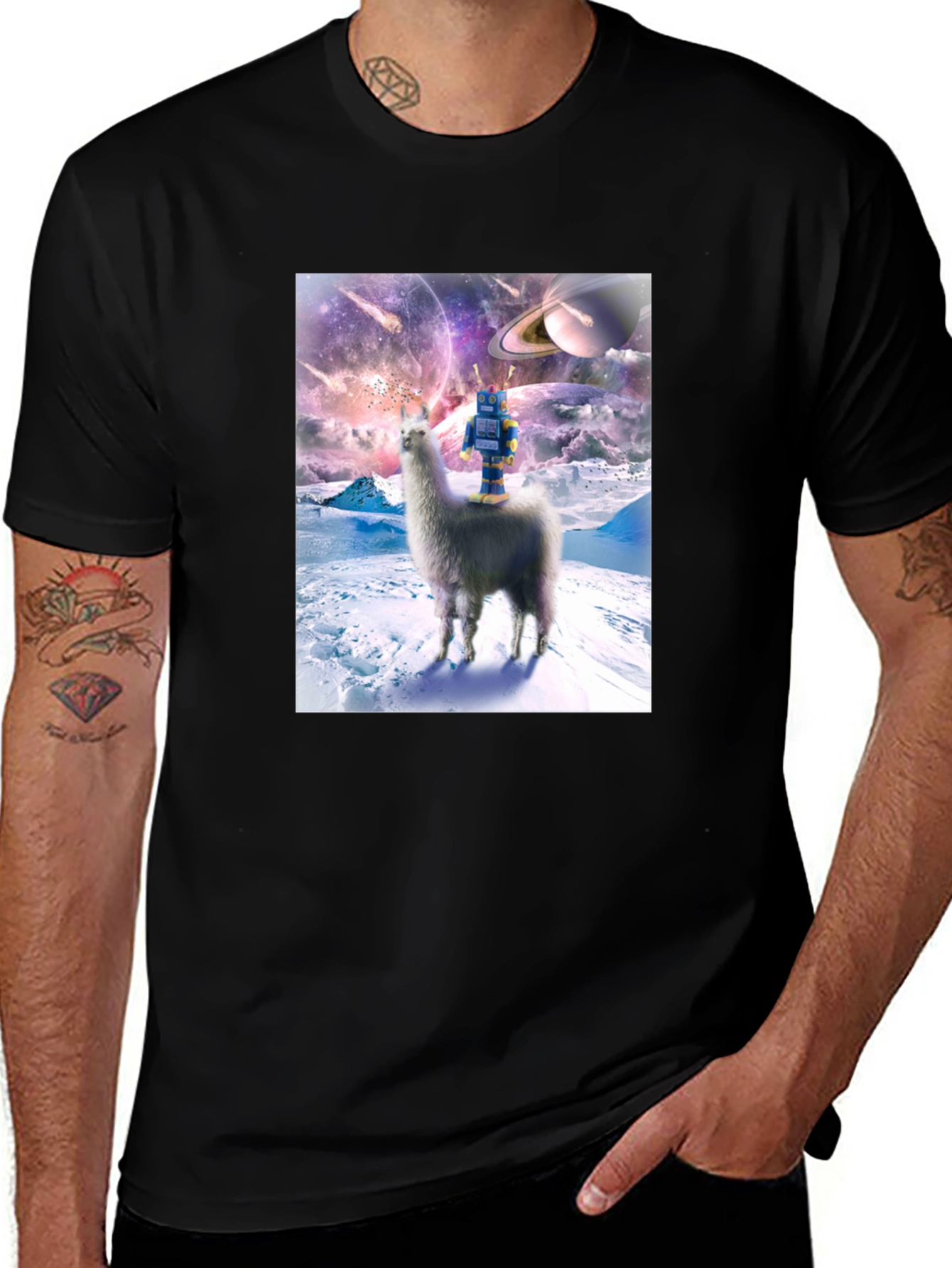 Llama Astronaut T-Shirt Galaxy Design