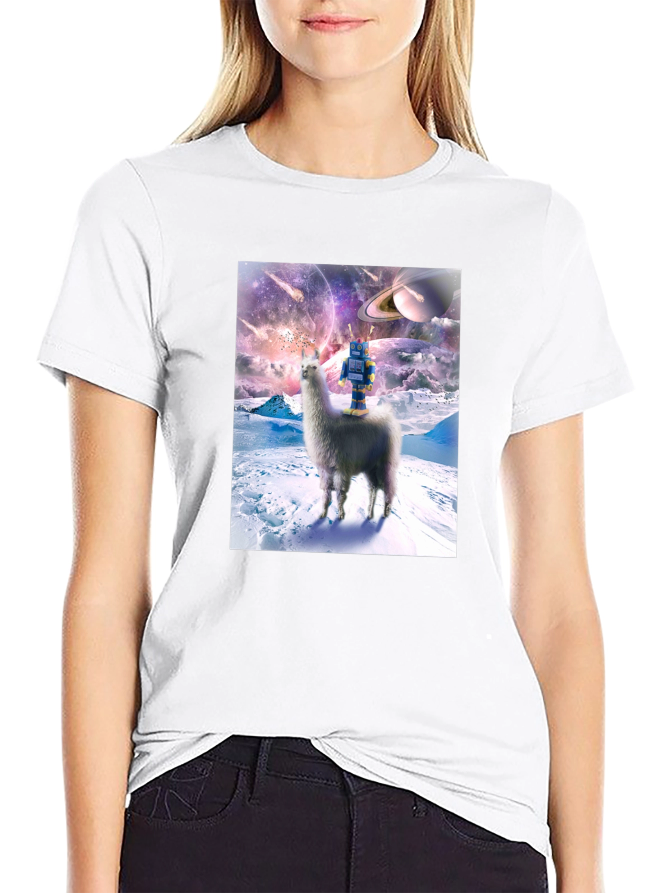Llama Astronaut T-Shirt Galaxy Design