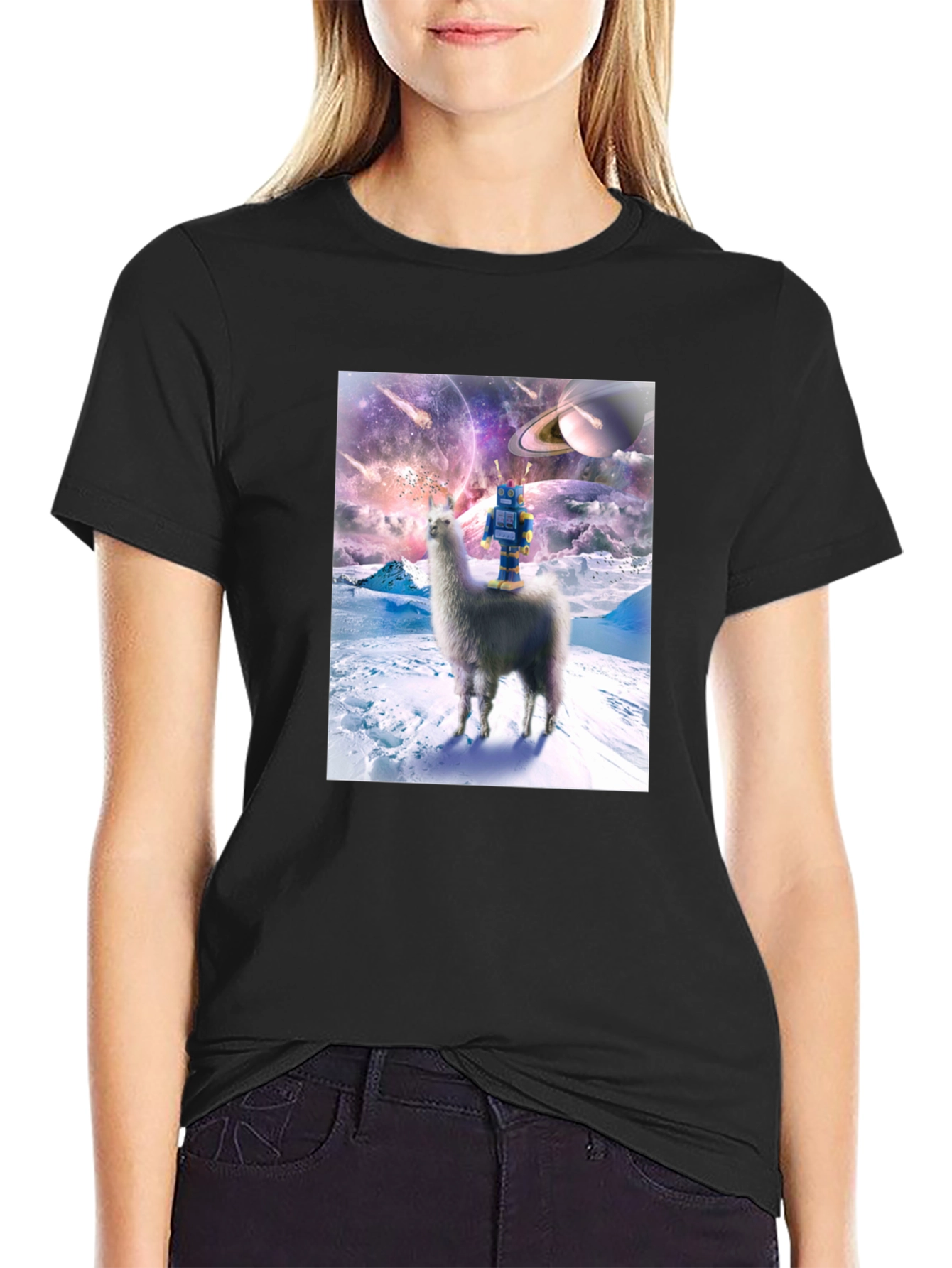 Llama Astronaut T-Shirt Galaxy Design