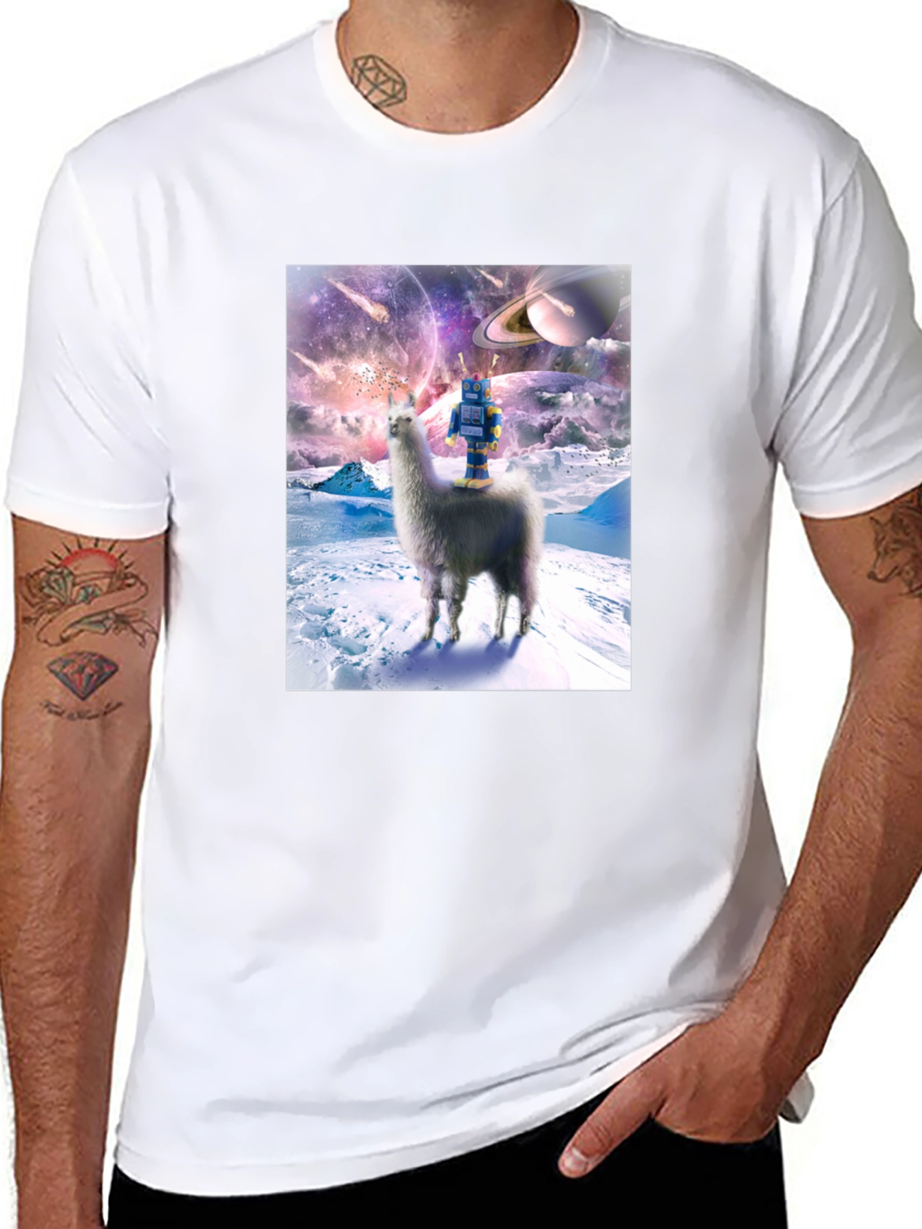 Llama Astronaut T-Shirt Galaxy Design