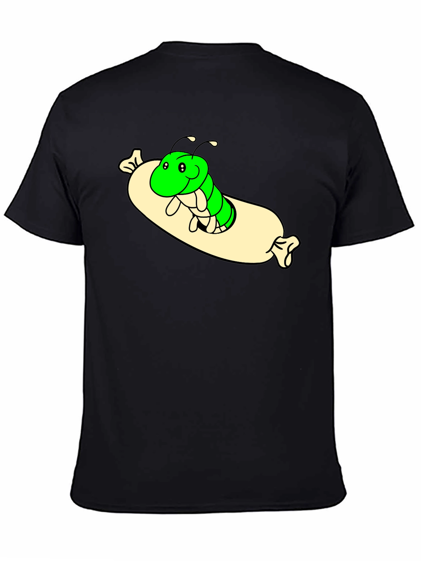 Cartoon Caterpillar T-Shirt - Comfy Black Tee