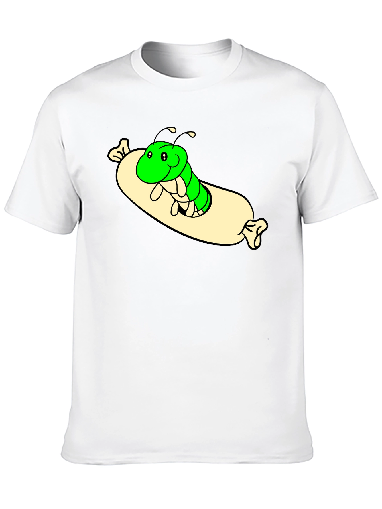 Cartoon Caterpillar T-Shirt - Comfy Black Tee